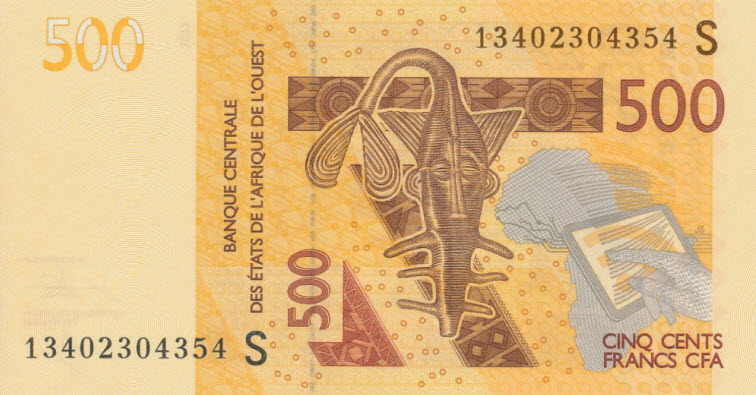 P919Se West African States 500 Francs Year 2016